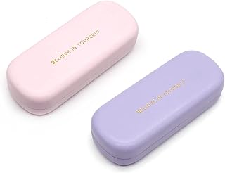 2 Pcs Hard Shell Eyeglasses Case,Hard Shell Portable Glasses Case Eyeglass Case Leather Glasses Case Hard Shell Sunglasses Case Classic Large Glasses Case for Women Men