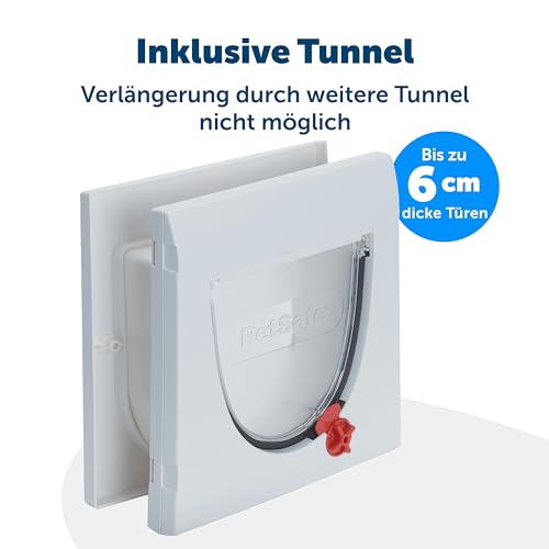 PetSafe Staywell Manuelle Katzenklappe Klassik mit 4 Verschlussoptionen, Einschließlich Tunnel, Für Haustiere bis 7 kg, Weiß, 1 Stück (1er Pack)