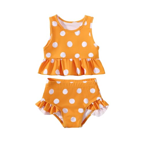 Image of Baby Swimsuit Girl Two Piece Bathing Suit Toddler Girls Summer Beach Ruffle Tankini Swimwear 1-7Y