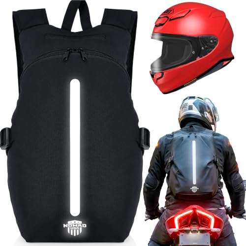 Mochila de motocicleta Nomad para homens/mulheres, capacete/laptop, bolsa refletiva para motocicleta, mochila leve para viagem de fim de semana, mochila de caminhada para acampamento, esportes