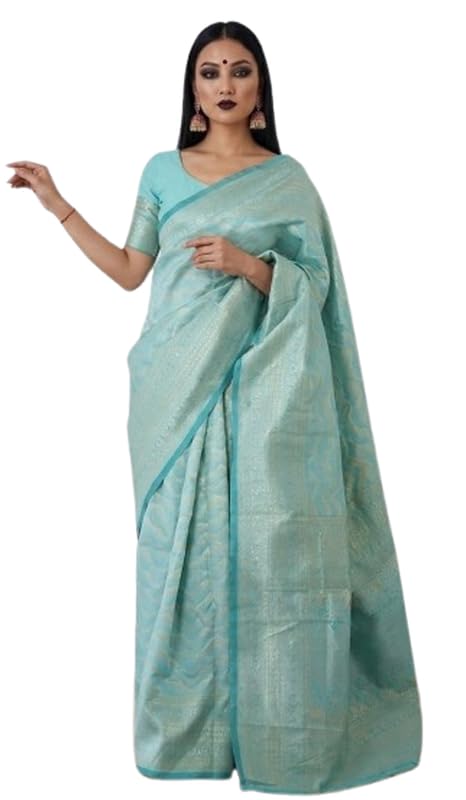 Sari Banarasi en soie traditionnel avec son chemisier non cousu pour femme