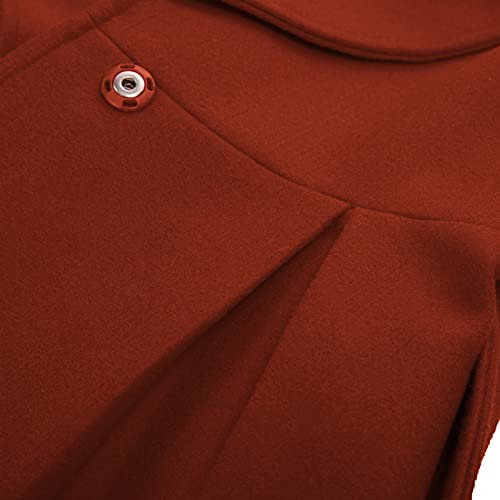 Grace Karin Women's Notch Lapel Long Puff Sleeve A Line Pea Coat With Self Tie Belt #TOP6