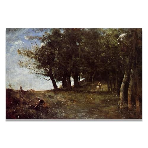 Toile Paysage Campagne Française Les Travailleurs Forestiers 70x105cm