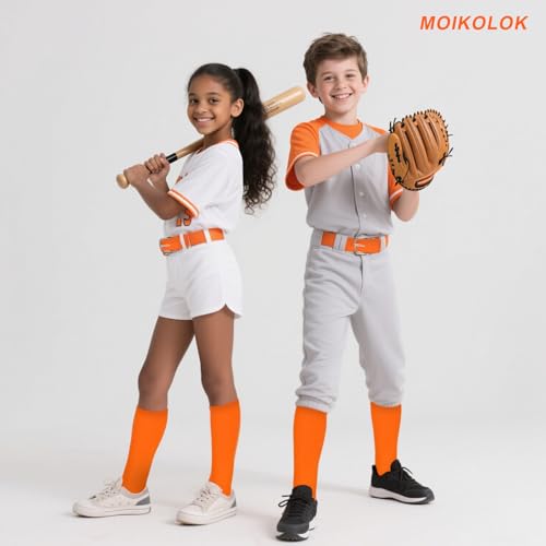 Orange Baseball Socks and Belt Combo Set Softball Socks and Elastic Waist Belt for Youth Boys Girls2