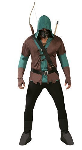 Fancy Me da Uomo 5 Pezzi Scuro Arciere Robin Hood Costume Halloween Outfit Taglia Large
