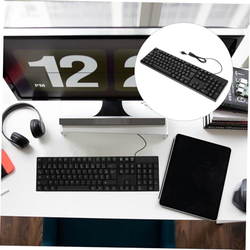 Teclado francés negro con cable USB de 104 teclas para trabajar sin interrupciones 6