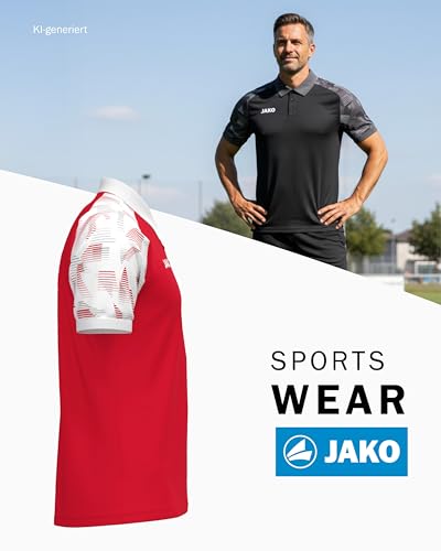 JAKO Unisex Poloshirt Sonic, rot/weiß, 4XL – Ansicht 3