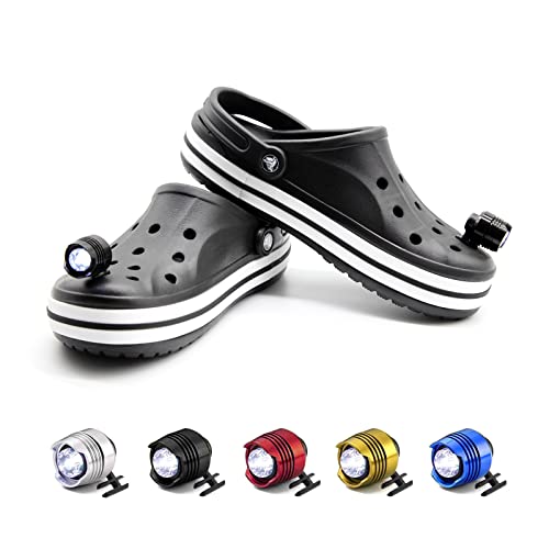 2 Pcs Headlights for Shoes/3-Mode Clip-on Shoe Lights/Aluminum Alloy Construction/Waterproof Lights for Shoes/Charm Accessories/Walking Dog Hiking Running and Camping Gear Essentials (Black-1)
