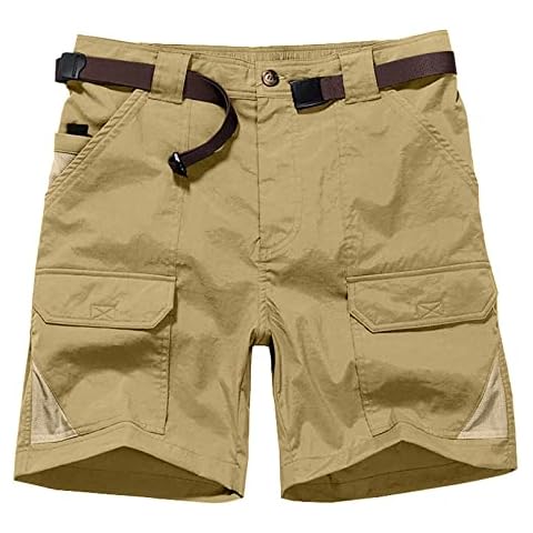 Jessie Kidden Women's Stretch Cargo Shorts, Quick Dry 7" Inseam Outdoor Hiking Travel Shorts #2105-Khaki-36 (US 14) Cover