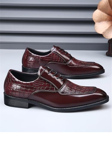 Men's Crocodile Print Square-Toe Dress Shoes Tuxedo Formal Business Casual Oxfords Retro Derby3