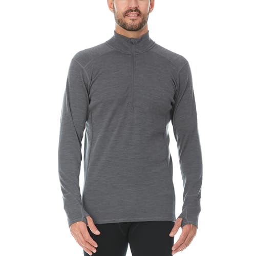 Minus33-100% Merino Wool - Isolation Men’s Midweight Quarter Zip - Warm Pullover - Outdoor Recreation Sweater - No Itch Renewable Fabric - Charcoal Gray - Medium