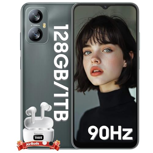 Blackview A52Pro Telefonos Moviles Libres 128GB ROM+1TB(TF/SD) Android 13 Moviles, 6.52'' Pantalla HD+ 90Hz, 5180mAh/13MP/4G Dual SIM/OTG/Octa-Core/Huella Digital/Face ID/GPS Movil Outdoor