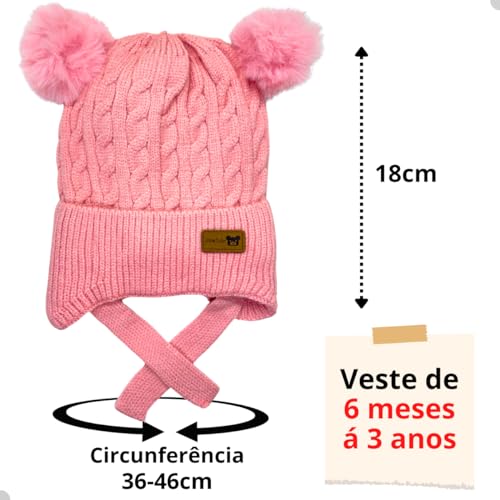 Touca De inverno Frio para Bebe Gorro De Lã Infantil Forrada c/Pompom Menina Menino Estilo Ovelhinha