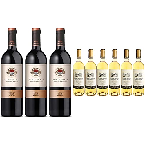 Dulong Prestige - Vin Rouge Saint-Emilion - AOP Grand Vin de Bordeaux - Origine : France (3 x 0.75 l) & CH Rousseau Monbazillac Vin Blanc Liquoreux 75 cl - Lot de 6 Cover
