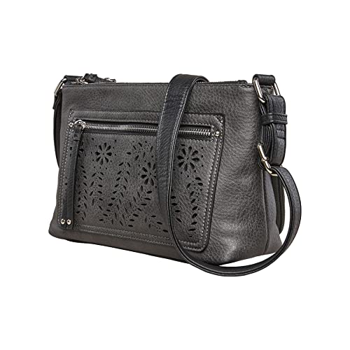 Hailey Concealed Carry Crossbody Bag – Chic Faux Leather Purse with Lockable Compartment & Adjustable Strap (Gray)2