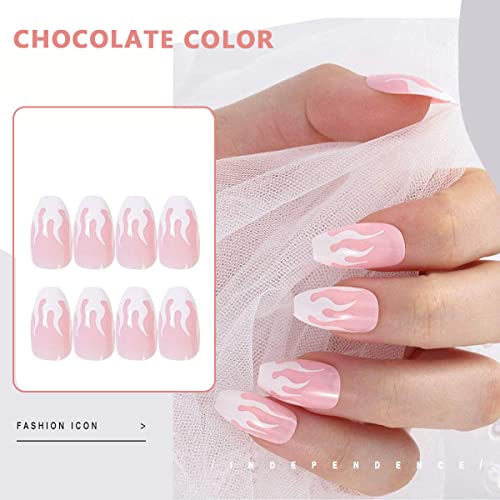 Image of MAYCREATE 24pcs Press-On Nails Creative French Nail Acrylic Press on Nail Fake Nails Full Cover Press On False Nails with Double Sided Adhesive Tabs, Almond Shape Press on Nail