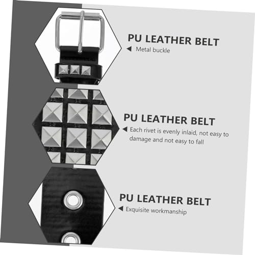 Punk Rivet Belt for Jeans PU Leather Decorative Waistband Adjustable Fashion Belt for Men and Women for Casual Outfits3