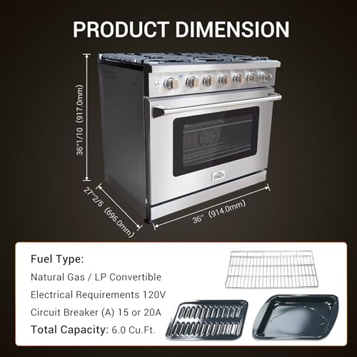 Sinda SINDABLR36 36 Inch Gas Range Stove thumb #5