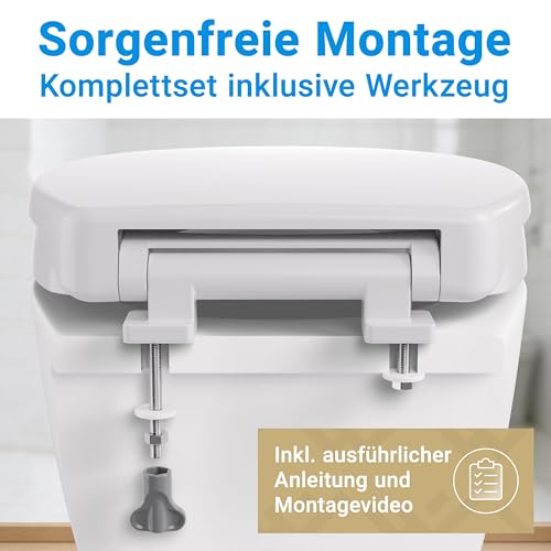 LOBENSWERK Toilettendeckel mit Toilettensitzerhöhung [5 cm] Absolut rutschfest dank Winkelpuffern | WC...