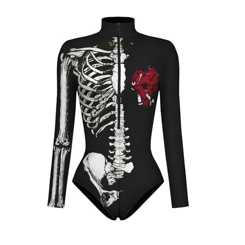 SPPICYY - Disfraz sexy para mujer y niña, superhéroe, bodycon de manga larga, impresión 3D Effect, Comics, Cosplay, Manga, disfraz de carnaval sexy, tallas S a XXXl (001)