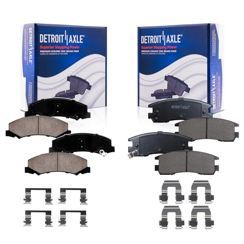 Image of Detroit Axle - Brake Pads for 2008-2009 Buick Allure LaCrosse, 2006-2010 Chevrolet Impala Monte Carlo, 4 Front & Rear Ceramic Brake Pads Replacement