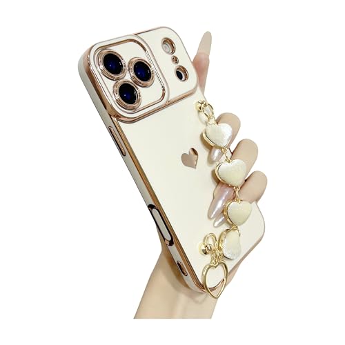 Bracelet cœur pour iPhone 17 Pro blanc idéal pour vos sorties