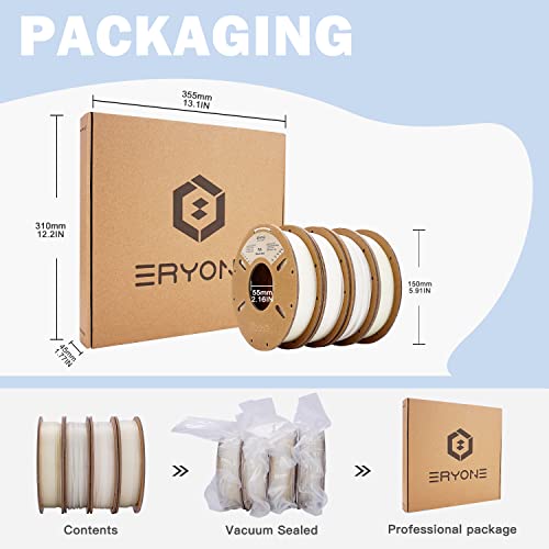 Image of ERYONE Glow in The Dark Multicolor Filament, 3D Printer Filament Bundle PLA 1.75mm, -0.03mm, 250g*4 Pack /Spool