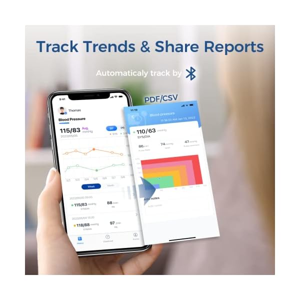 Checkme Bluetooth Blood Pressure Monitor for Home Use, Wireless BP Cuff Automatic Upper Arm Machine, Portable Digital BP Monitor with 50 BP Readings, Unlimited Data Stored in APP for iOS & Android