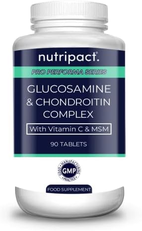 Glucosamine and Chondroitin Complex  with Vitamin C and MSM  90 High Strength Easy to Swallow Tablets - Contributes to The Maintenance of Normal Immune System - Made by Nutripact