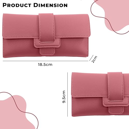 Image of Kraptick Women's Wallet -Stylish and Compact Purse Clutch Wallet for Women, Stylish Card Coin Holder, Debit Card Holder, Money Organizer and Travel Wallet for Women with 12 Slots (Dark Pink)