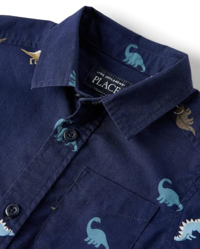 Image of The Children's Place Baby Boys' and Toddler Poplin Short Sleeve Button Down Shirt