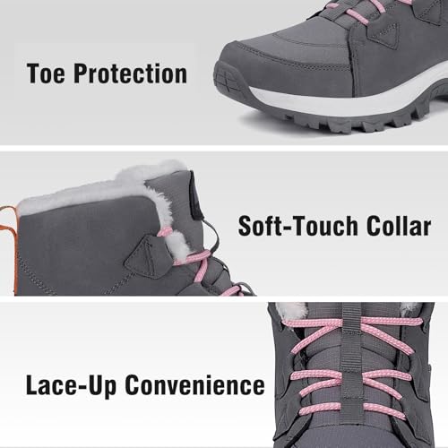 Mishansha Damen Winterschuhe Mid Outdoor Warm Schneestiefel Dunkelgrau Gr.41