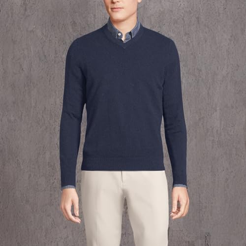 Image of Lands' End Men's Fine Gauge Cashmere V-Neck Sweater