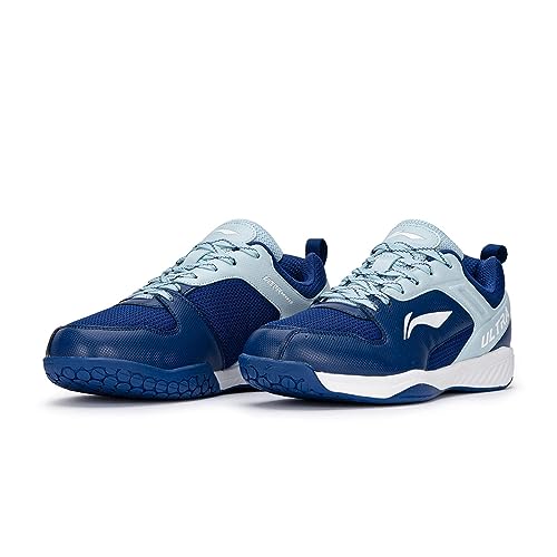 Image of Li-Ning Ultra Speed Non-Marking Badminton Shoe|Indoor Sports|Stability Heel, Prototypical Sole, Lightweight Shoe (Navy Blue /Light Blue,UK 9)