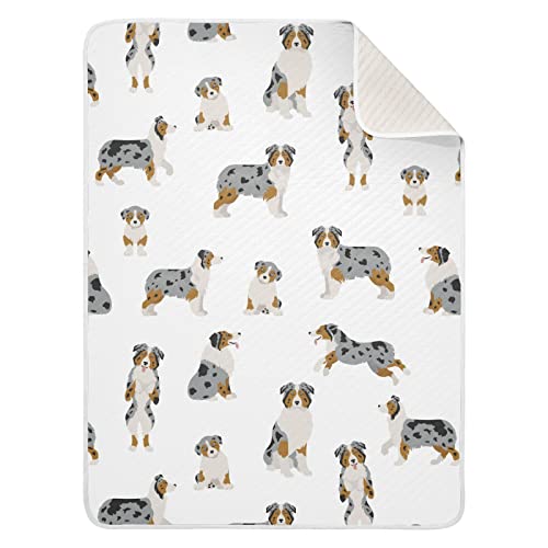 Image of Ollabaky Australian Shepherd Dog Baby Blanket for Boys Girls Cotton Throw Blanket Swaddle Blanket for Crib Stroller Nursery Receiving Blanket Infant Toddler Unisex 30"x40"
