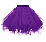 Dressever Vintage 1950s Short Tulle Petticoat Ballet Bubble Tutu Purple Medium