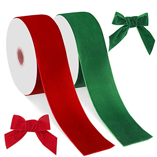 Luxiv 10 Yard Wide Christmas Velvet Ribbon, 2 in Single Face Sati...