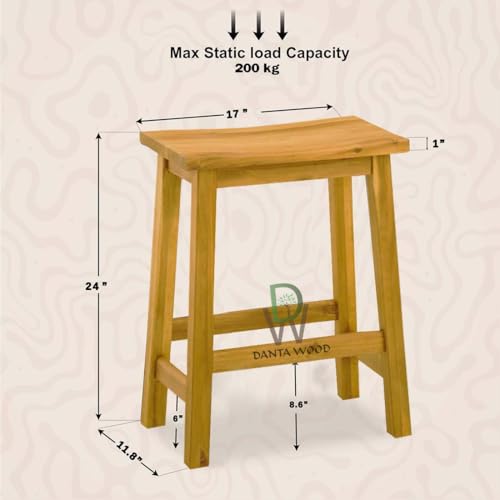 Image of Sitting Wooden Stool Indoor & Outdoor, Stool for Office, Home & Garden Use- 24 Inch