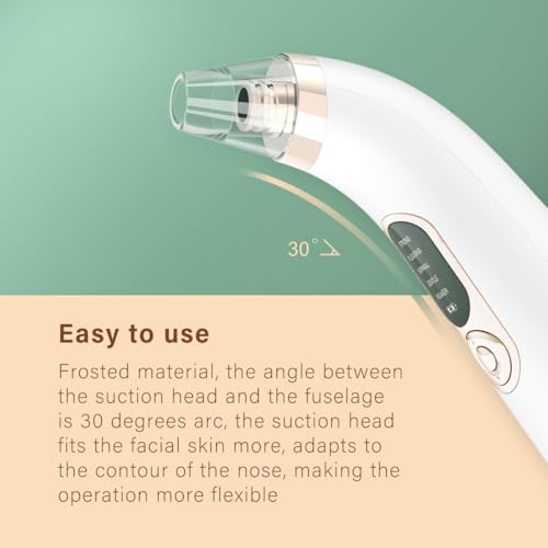 Hqynss Blackhead Remover Vacuum, 5 Suction Power Mode & 4 Replaceable Heads, USB Rechargeable Pore Cleaner Tool for Face - Blackhead Whitehead Comedone Extractor - Image 5