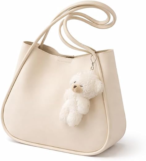 GARUN HOME Tote Women Handbag with Teddy Charm | Stylish Shoulder Bag for Women & Girls | PU Leather Tote Bag for Office, ...
