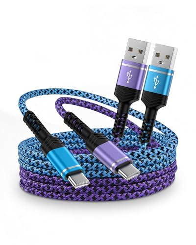 2-Pack USB A to USB C Cable 6FT Fast Charging Nylon Braided Charger Cord Type C Charger Cable for iPhone 17e/17Pro/Air/16e/16/16Pro/15/15Pro Samsung Galaxy S26/S25/S24/S23/S22 Google Pixel 10/9/8