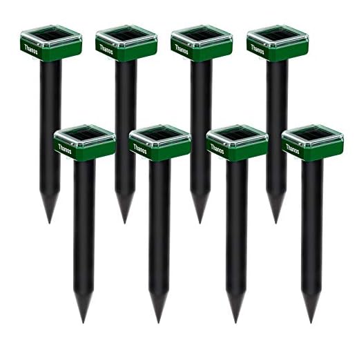 Thanos 8X Solar Sonic Mole Repellent Groundhog Repeller Gopher Deterrent Vole Chaser Spikes Traps Rodents No Killing - Protect Your Lawn and Garden of Outdoor (8)