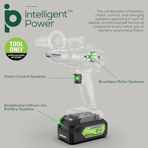 Greenworks 24V Cordless Brushless 1/2" Drill Driver (Metal Chuck /800 in.-lbs. /21 Clutch Position/LED Light), Tool Only thumbnail 2