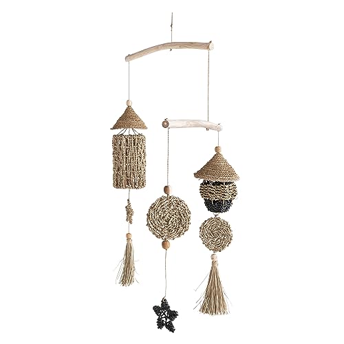 Creative Co-Op 45 Inches Wood and Hand-Woven Seagrass Mobile Wall Hanging, Black and...