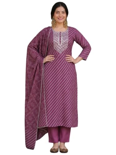 Image of GoSriKi Women's Cotton Blend Printed Straight Cotton Blend Kurta with Pant and Dupatta | Kurta Set for Women Suit Set for Women | Indian Ethnic Wear Women's Ethnic Clothing Designer Traditional Outfit