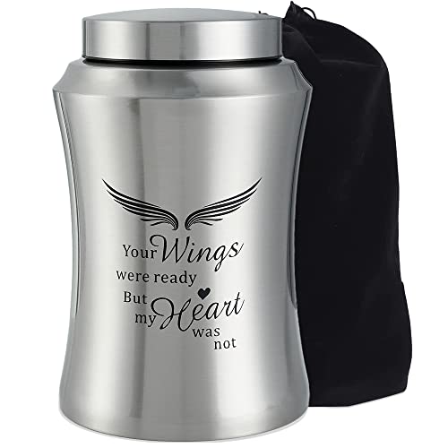 Image of Large Cremation Urns for Ashes Adult Male Female Dad Mom | Silver Large Angel Wings Funeral Cremation Urns for Human Ashes Adult - Woman Men,Decorative Memorial Funeral Burial Urn
