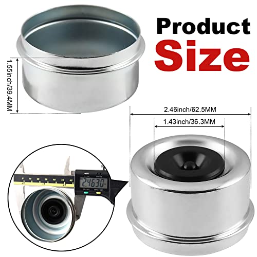 JADODE Trailer Bearing Dust Cap 2.44 in Trailer Axle Dust Cap with 8 Rubber Plugs Heavy Duty Grease Covers Bolt Metal Trailer Hub Dust Caps for Most 5200-6000lbs Trailer Dexter Trailer Camper RV by JADODE - Used condition - Image 2