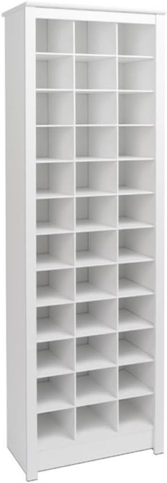 Pemberly Row Shoe Storage Cabinet, Freestanding Shoe Storage Organizer with 36 Cubbies, 12-Tier, Shoe Rack Adjustable Partition for Entryway, Closet, Living Room in White