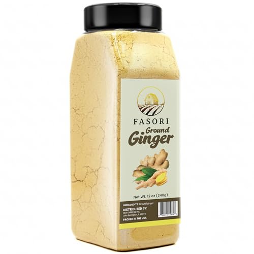 Fasori Ground Ginger Powder 12 oz (340 g) – Premium Fine Ginger Root, Fresh & Aromatic, Perfect for Cooking, Baking, Smoothies & Tea