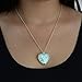 Garoff Collection Glow in The Dark (Aqua Blue) Heart Pendant with Necklace. Silver Plated.